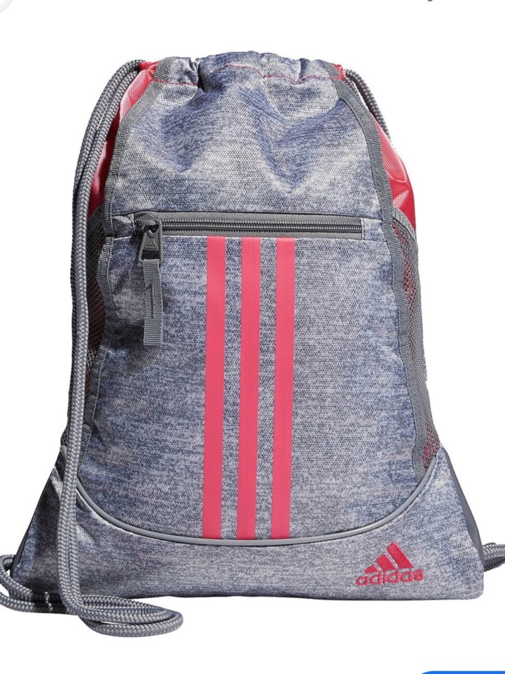 adidas Grey and Pink Drawstring Gym Sack Backpack